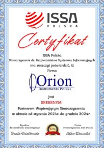 Certyfikat członka wspierającego Orion